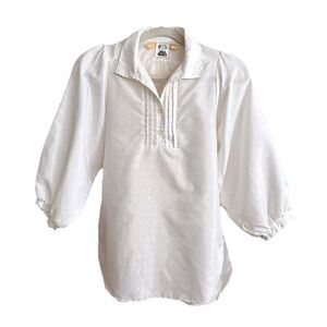 Vintage 70s YOU BABES Ivory Blouse – Puff Sleeve Pintuck Peasant Top Cottagecore